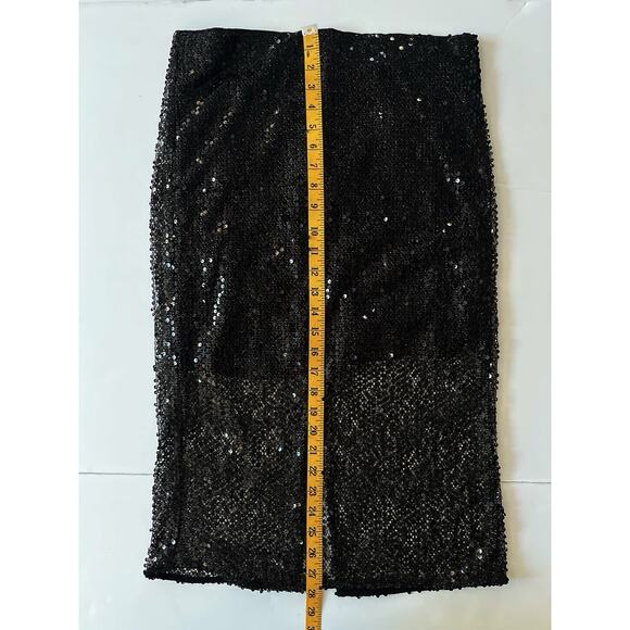 J Crew Collection Sequin Sheer Midi Skirt Women 4 Black Whimsigoth Disco Coquet - Picture 5 of 8